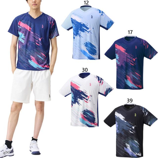 ゴーセン メンズ レディース ゲームシャツ テニス バドミントンウェア トップス 吸汗速乾 半袖 ホワイト 白 ブラック 黒 ネイビー ブルー 青 送料無料 GOSEN T2440の通販は