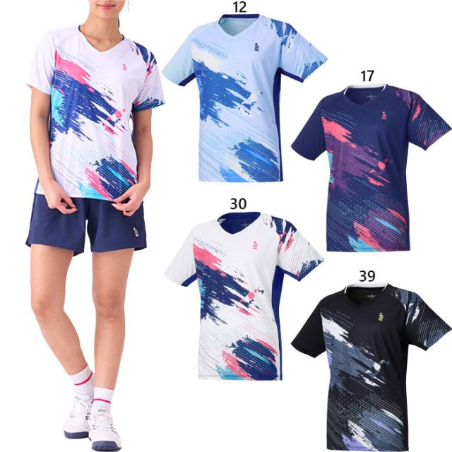 ゴーセン レディース ゲームシャツ テニス バドミントンウェア トップス 半袖 ホワイト 白 ブラック 黒 ネイビー ブルー 青 送料無料 GOSEN T2441の通販は 6,629円