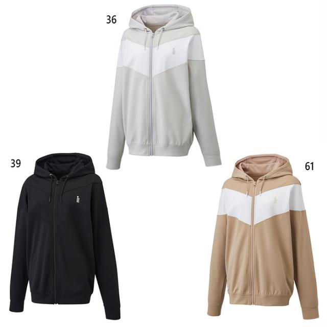 ゴーセン レディース 裏起毛ストレッチジップアップパーカー パーカー トップス ブラック 黒 グレー ベージュ 灰色 送料無料 GOSEN W2441