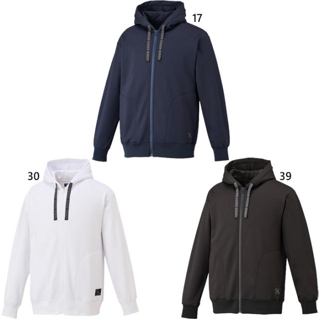 ゴーセン メンズ レディース 裏起毛ストレッチジップアップパーカー テニス バドミントンウェア トップス ホワイト 白 ブラック 黒 ネイビー 送料無料 GOSEN W2540