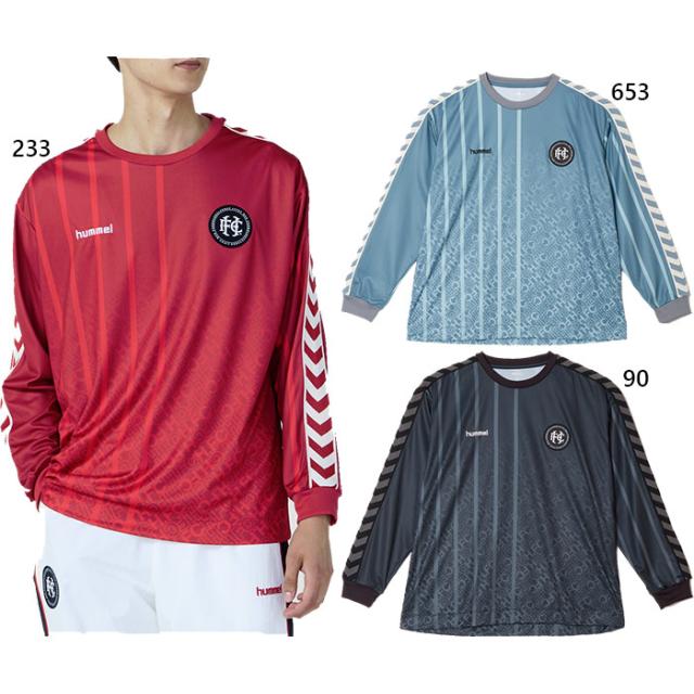 ヒュンメル メンズ ロングスリーブプラクティスシャツ サッカーウェア フットサルウェア トップス 長袖 ブラック 黒 ブルー レッド 青 赤 送料無料 hummel HAG3032
