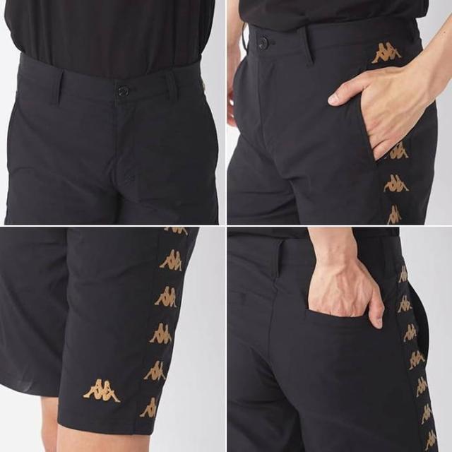 カッパ メンズ ハーフパンツ サイドテープ ゴルフウェア ボトムス ショートパンツ ホワイト 白 ブラック 黒 ブルー レッド 青 赤 送料無料 Kappa 615305_5