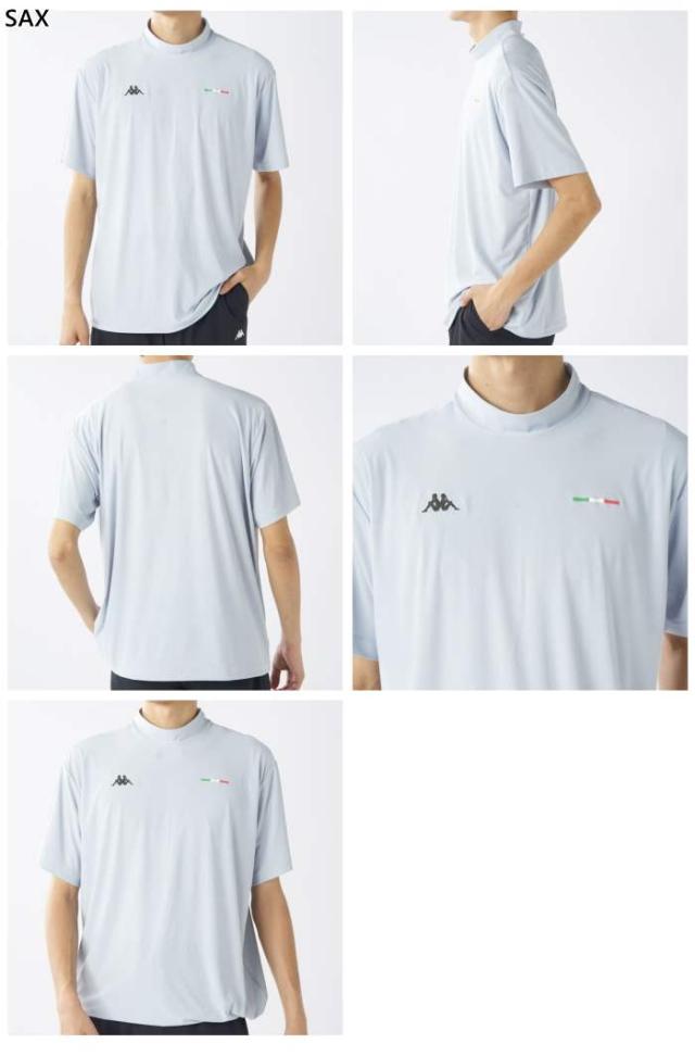 カッパ メンズ ゴルフ AUTHENTIC ゴルフ モックネックTシャツ ゴルフウェア トップス 半袖 グレー ブルー 青 ベージュ 灰色 送料無料 Kappa 615626_3