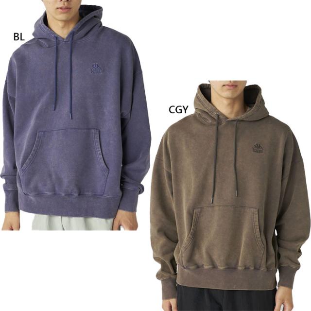 カッパ メンズ オーセンティック AUTHENTIC フェード加工 裏毛スウェットパーカー パーカー トップス カジュアルウェア 長袖 プルオーバー グレー ブルー 青 灰色 送料無料 Kappa 245325