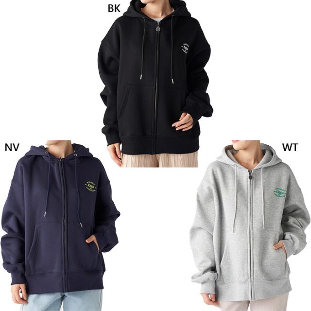 カッパ レディース フロントジップパーカー パーカー トップス カジュアルウェア 長袖 ジップアップ ブラック 黒 送料無料 Kappa 245936