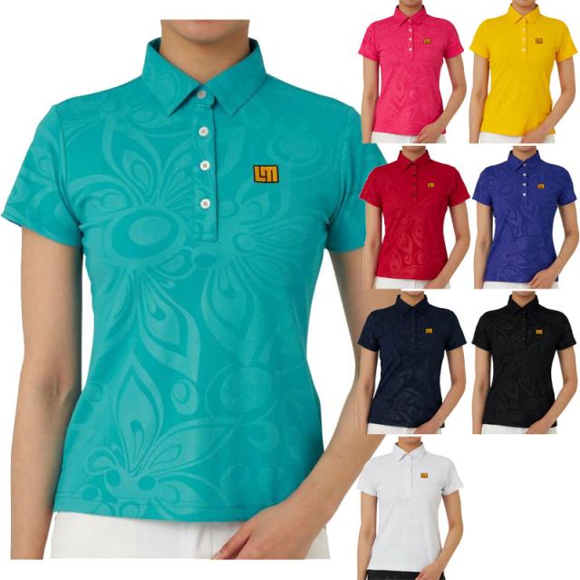 ラウドマウス レディース エンボスシャツ ゴルフウェア トップス 吸汗速乾 UVカット 接触冷感 ホワイト 白 ブラック 黒 ネイビー ブルー レッド 青 赤 イエロー ピンク 黄色 送料無料 LOUDMOUTH 762661の通販は