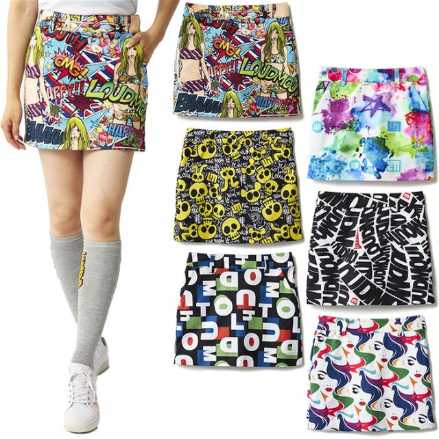 ラウドマウス レディース ストレッチツイル 柄ツイルスカート ゴルフウェア ボトムス 吸汗速乾 UVカット ブラック 黒 送料無料 LOUDMOUTH 774351