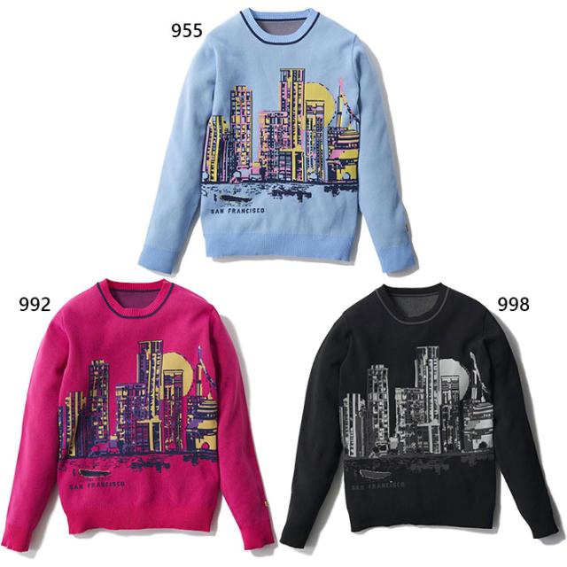 ラウドマウス レディース クルーネックセーター ゴルフウェア トップス 長袖 軽量ニット ブラック 黒 ピンク 送料無料 LOUDMOUTH 773750