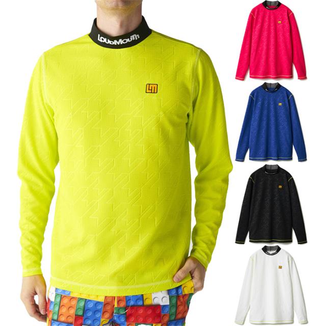 ラウドマウス メンズ エンボスジャージ長袖シャツ ゴルフウェア トップス UVカット ホワイト 白 ブラック 黒 ブルー 青 ピンク グリーン 緑 送料無料 LOUDMOUTH 775500
