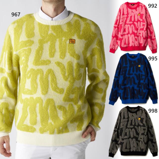 ラウドマウス メンズ ツイード調クルーネックセーター ゴルフウェア トップス 長袖 ブラック 黒 ブルー 青 ピンク グリーン 緑 送料無料 LOUDMOUTH 775702