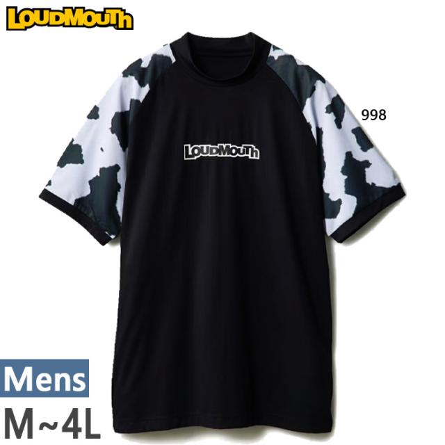 ラウドマウス メンズ 切替モックネックシャツ ゴルフウェア トップス 半袖 吸汗速乾 UVカット ブラック 黒 送料無料 LOUDMOUTH 866604