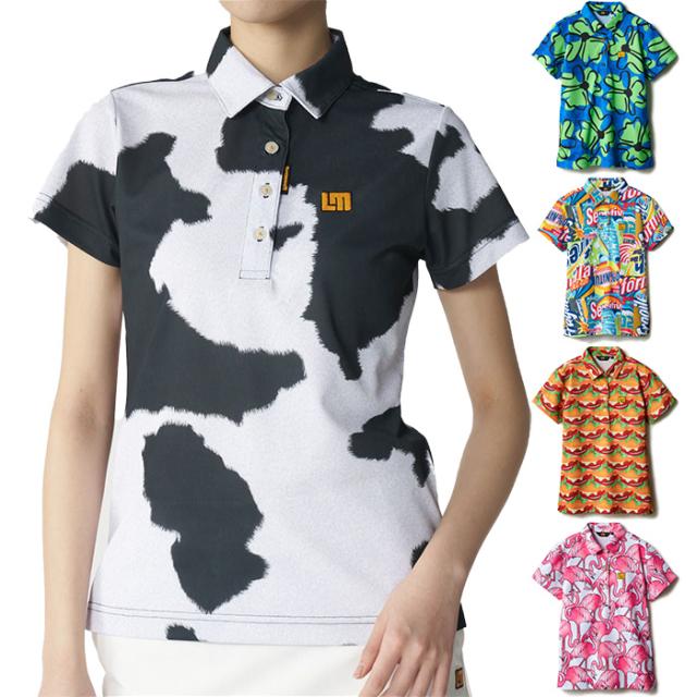 ラウドマウス レディース 柄半袖シャツ ゴルフウェア トップス 吸汗速乾 UVカット ピンク 送料無料 LOUDMOUTH 866652