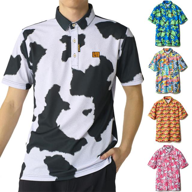 ラウドマウス メンズ 総柄半袖シャツ ゴルフウェア トップス 吸汗速乾 UVカット ピンク 送料無料 LOUDMOUTH 866603