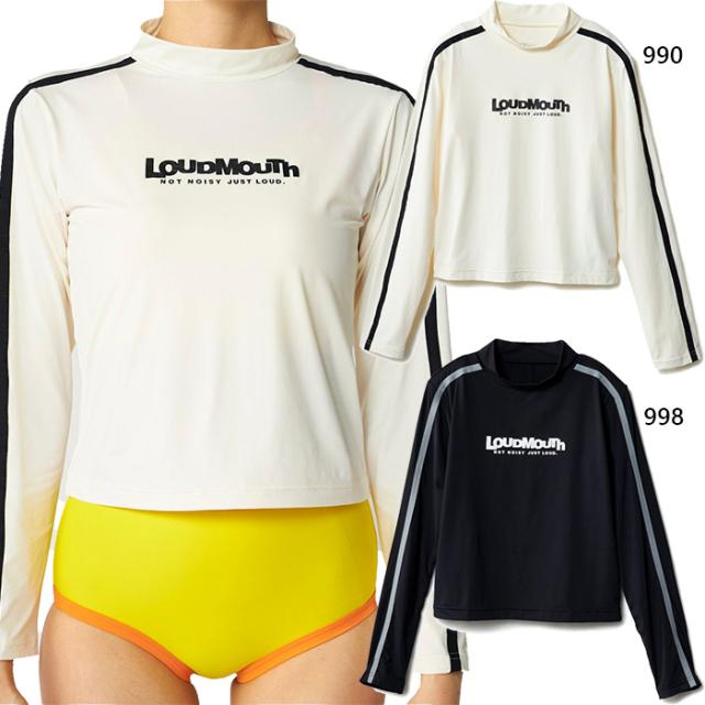 ラウドマウス レディース 冷感短丈ラッシュTシャツ 長袖 ロンT トップス 吸汗速乾 UVカット 接触冷感 ホワイト 白 ブラック 黒 送料無料 LOUDMOUTH 866854