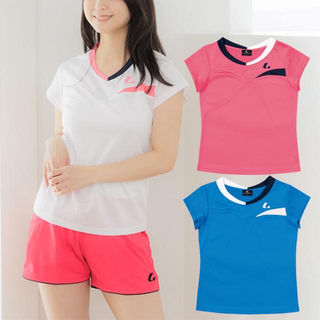 ルーセント レディース ゲームシャツ 襟なし テニス バドミントンウェア トップス 半袖 ユニフォーム 吸汗速乾 スポーツ 送料無料 LUCENT XLH2320 XLH2321 XLH2327の通販は 6,020円