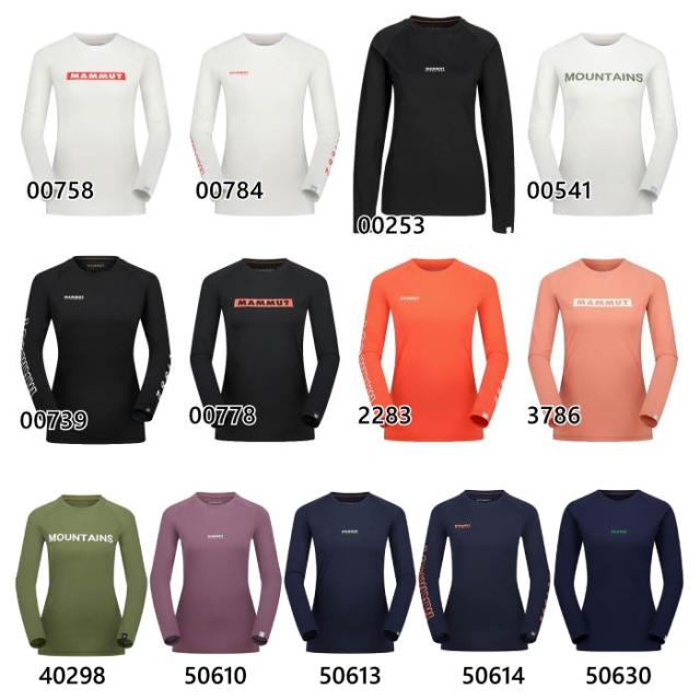 マムート レディース QD ロゴ プリント ロングスリーブ Tシャツ アジアンフィット 長袖Tシャツ ロンT アウトドア 登山 ハイキング トレッキング ホワイト 白 ブラック 黒 ネイビー ピンク グリーン 送料無料 Mammut 1016-01040