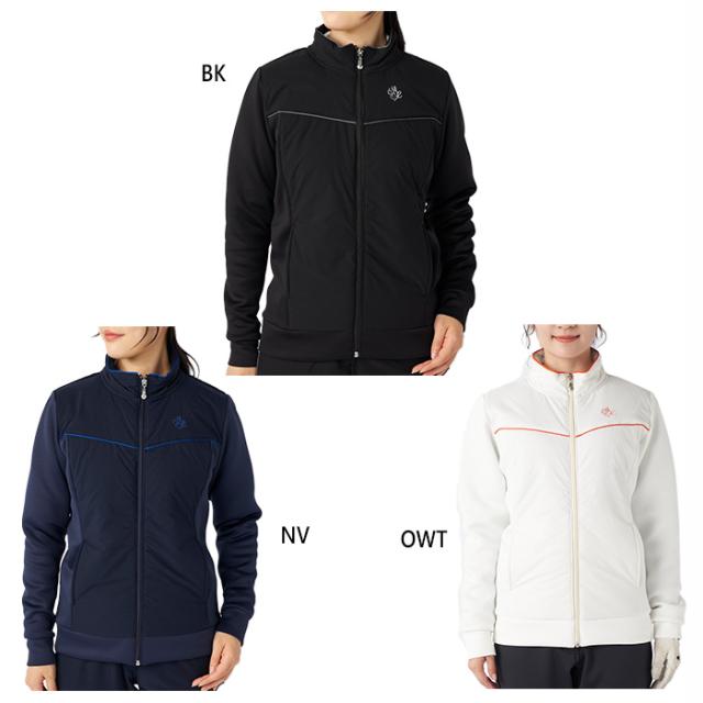 マリクレール レディース ハイブリッドブルゾン ゴルフウェア トップス 長袖 ホワイト 白 ブラック 黒 ネイビー 送料無料 marie claire 735253