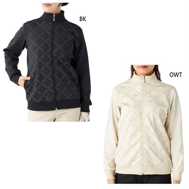 マリクレール レディース ブルゾン ゴルフウェア トップス 長袖 ホワイト 白 ブラック 黒 送料無料 marie claire 735255