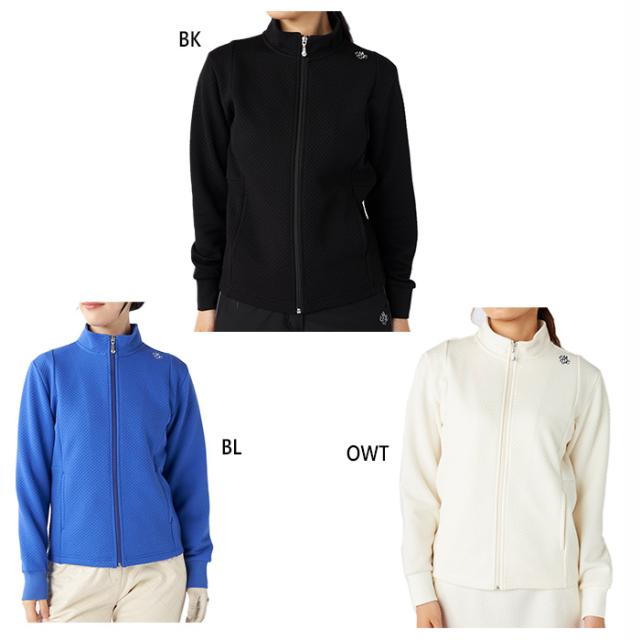 マリクレール レディース キルト加工ジャージブルゾン ゴルフウェア トップス ホワイト 白 ブラック 黒 ブルー 青 送料無料 marie claire 735252