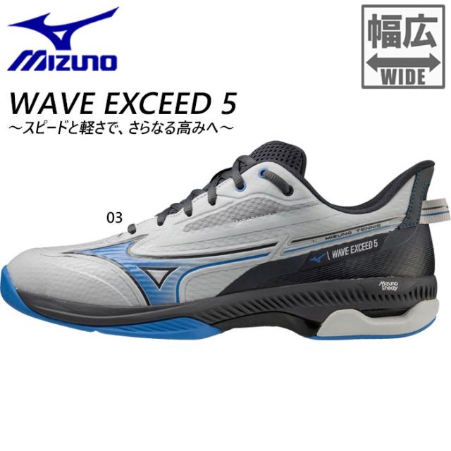 3E幅 ミズノ メンズ レディース ウエーブエクシード 5 WAVE EXEED 5 WIDE CS テニスシューズ カーペットコート グレー 灰色 送料無料 Mizuno 61GR2311