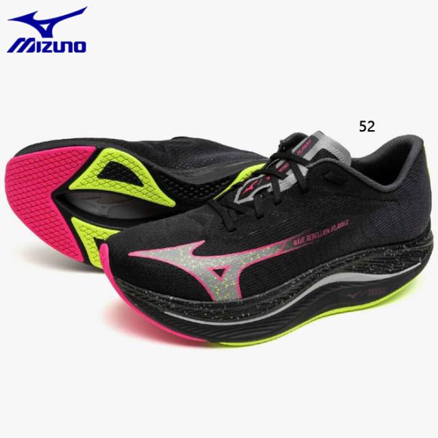 2E幅 ミズノ メンズ レディース ウエーブリベリオンフラッシュ2 ランニングシューズ マラソン レース 大会 厚底 ブラック 黒 送料無料 Mizuno J1GC2436の通販は 15,280円