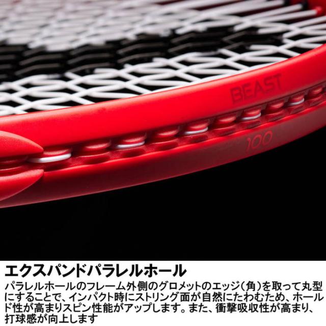 プリンス メンズ レディース ビースト ディービー BEAST DB 100 280g 硬式ラケット テニスラケット フレームのみ レッド 赤 送料無料 prince 7TJ204_3