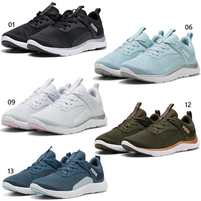 プーマ レディース ソフトライド レミ SOFTRIDE REMI スニーカー シューズ 紐靴 ランニング ジョギング マラソン ウォーキング 普段履き ブラック 黒 グレー ブルー 青 カーキ シルバー 灰色 送料無料 PUMA 378846の通販は