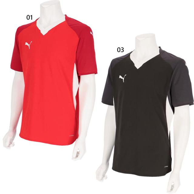プーマ メンズ チームファイナル ウルトラウェーブ teamFINAL26 Ultraweave ゲームシャツ サッカーウェア フットサルウェア トップス 半袖 ブラック 黒 レッド 赤 送料無料 PUMA 707332