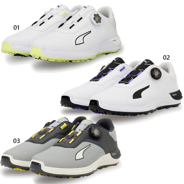 プーマゴルフ メンズ パワーアセンド ニトロ ディスク スパイクレス ゴルフシューズ ダイヤル式 ホワイト 白 グレー 灰色 送料無料 Puma Golf 313146