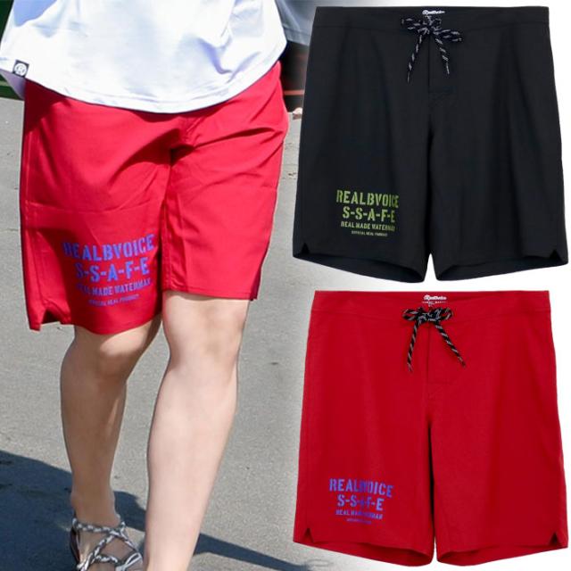 リアルビーボイス メンズ レディース ステンシル ストレッチ サーフ トランクス STENCIL STRETCH SURF TRUNKS カジュアル水着 ブラック 黒 レッド 赤 送料無料 RealBvoice 10451-11888