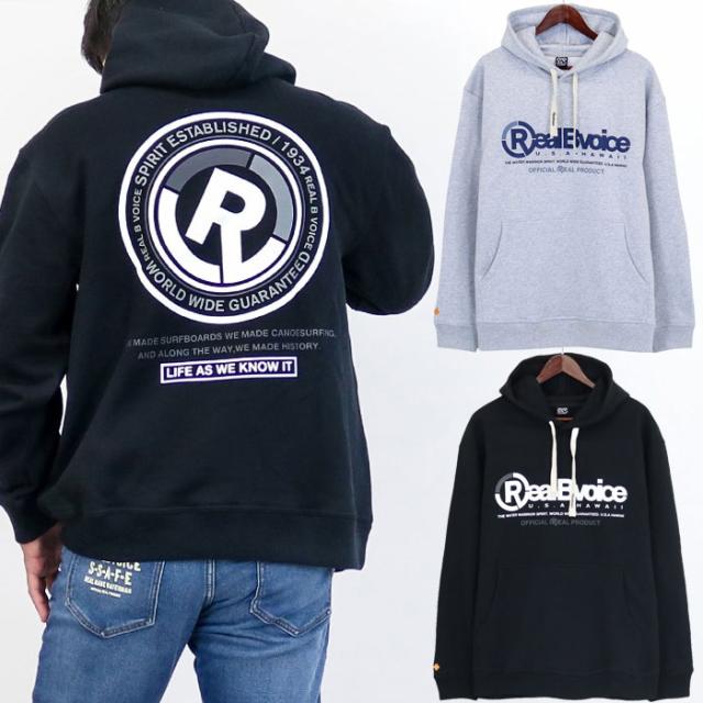 リアルビーボイス メンズ レディース ダイアゴナリー R パーカー DIAGONALLY R PARKA プルオーバー トップス 長袖 ブラック 黒 グレー 灰色 送料無料 RealBvoice 10481-11907の通販は