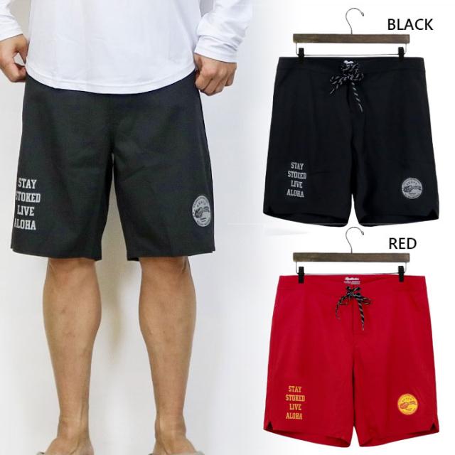リアルビーボイス メンズ レディース アロハ ストレッチ サーフ トランクス ALOHA STRETCH SURF TRUNKS カジュアル水着 ブラック 黒 レッド 赤 送料無料 RealBvoice 10511-11996