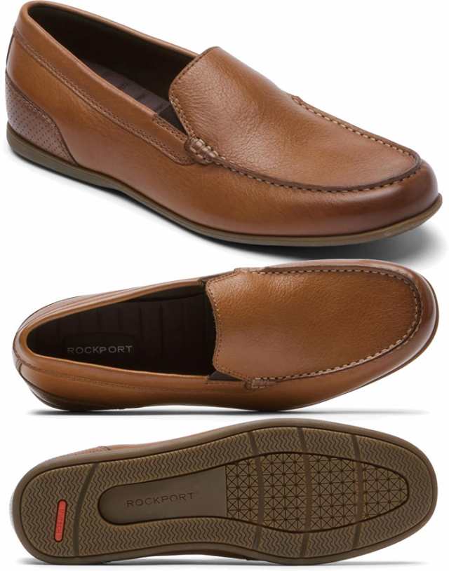 ワイド幅 ロックポート メンズ マルコム スリッポン MALCOM SLIP ON カジュアルシューズ レザー ブラック 黒 ネイビー ブラウン 茶色 送