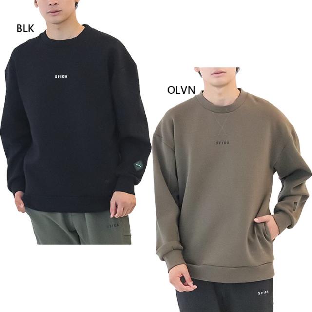 スフィーダ メンズ レディース ウィンター ウォーム WINTER WARM T/C スウェットクルー カジュアルウェア トップス トレーナー 長袖 サッカー ブラック 黒 カーキ 送料無料 Sfida SA-24513