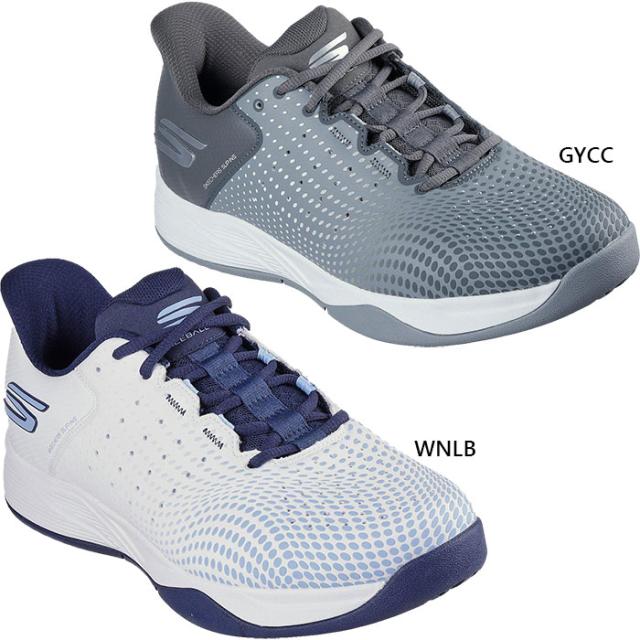 スケッチャーズ メンズ スリップインズ ヴァイパーコート リロード ピックルボールシューズ パドルテニス ハンズフリーシューズ ホワイト 白 グレー 灰色 送料無料 SKECHERS 246101C