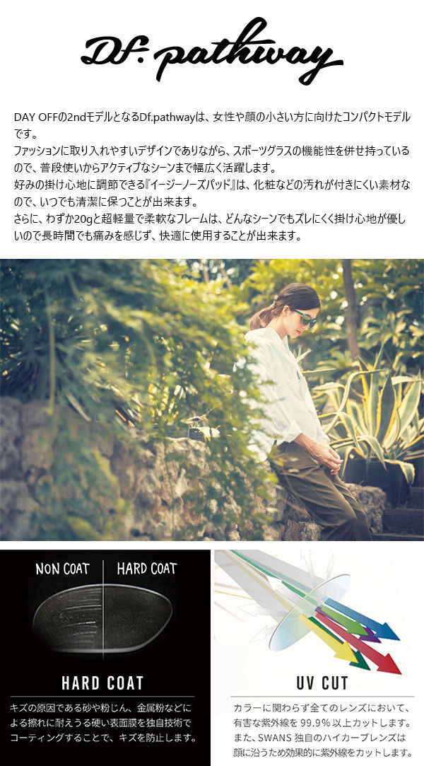 スワンズ レディース デイオフ パスウェイ DAYOFF DF Pathway サングラス 偏光レンズ サイクリング フィッシング アウトドア 登山 ブラック 黒 送料無料 SWANS PW-0167 PW-0168 PW-0170_1