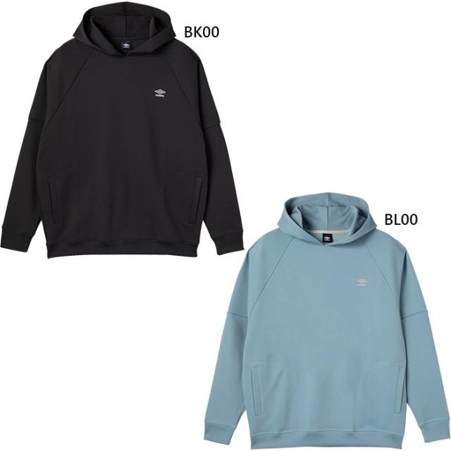 アンブロ メンズ AWAY DAYS フーデッドスウェットパーカー サッカーウェア フットサルウェア トップス プルオーバー 長袖 防風 吸汗 ブラック 黒 ブルー 青 送料無料 UMBRO UF5SFL21M