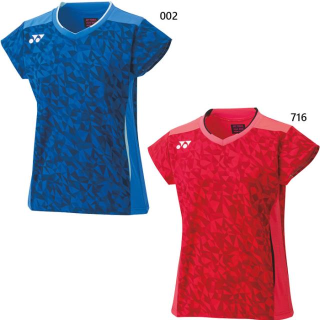 ヨネックス レディース ゲームシャツ テニス バドミントンウェア トップス 半袖 UVカット 吸汗速乾 ストレッチ 総柄 ブルー レッド 青 赤 送料無料 YONEX 20720の通販は 7,413円