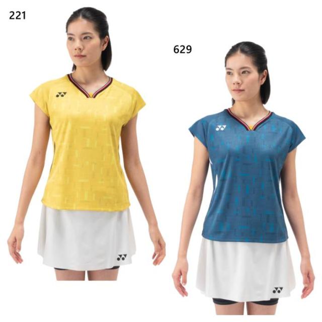 ヨネックス レディース ウィメンズゲームシャツ フィットシャツ バドミントンウェア テニス トップス 半袖Tシャツ 吸汗速乾 UVカット 冷感 ネイビー イエロー 黄色 送料無料 YONEX 20917