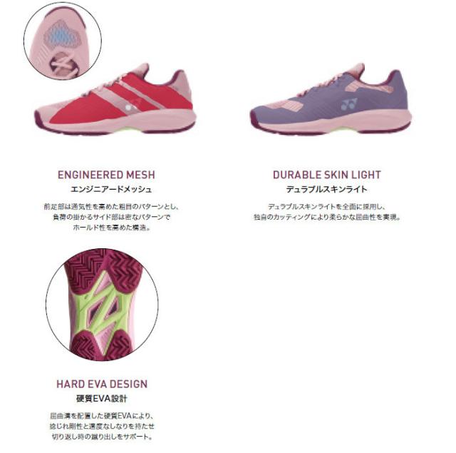 ヨネックス レディース パワークッション ソニケージ ウィメン GC テニスシューズ ブラック 黒 ピンク パープル 紫 送料無料 YONEX SHTSCLG_3