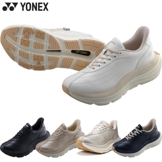 3.5E幅 ヨネックス レディース パワークッションL128 ウォーキングシューズ 旅行 散歩 スニーカー シューズ 紐靴 撥水 抗菌防臭 ホワイト 白 ブラック 黒 ネイビー シルバー ゴールド 送料無料 YONEX SHWL128