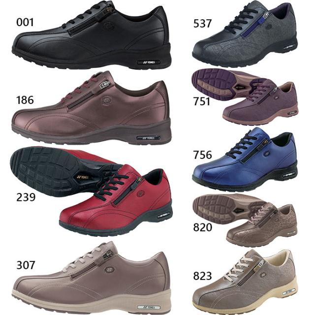 4.5E幅 ヨネックス レディース パワークッション LC30W ファスナー付き ウォーキングシューズ 幅広 カジュアルウォーク ブラック 黒 ネイビー レッド ブラウン 赤 ピンク カーキ パープル 茶色 紫 送料無料 YONEX SHWLC30W