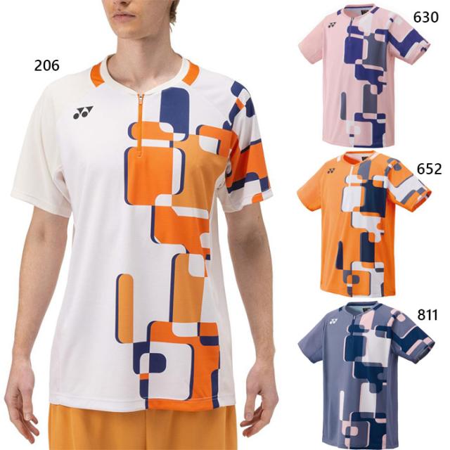 ヨネックス メンズ ゲームシャツ テニス バドミントンウェア トップス 半袖 吸汗速乾 UVカット グレー ピンク オレンジ 灰色 送料無料 YONEX 10641