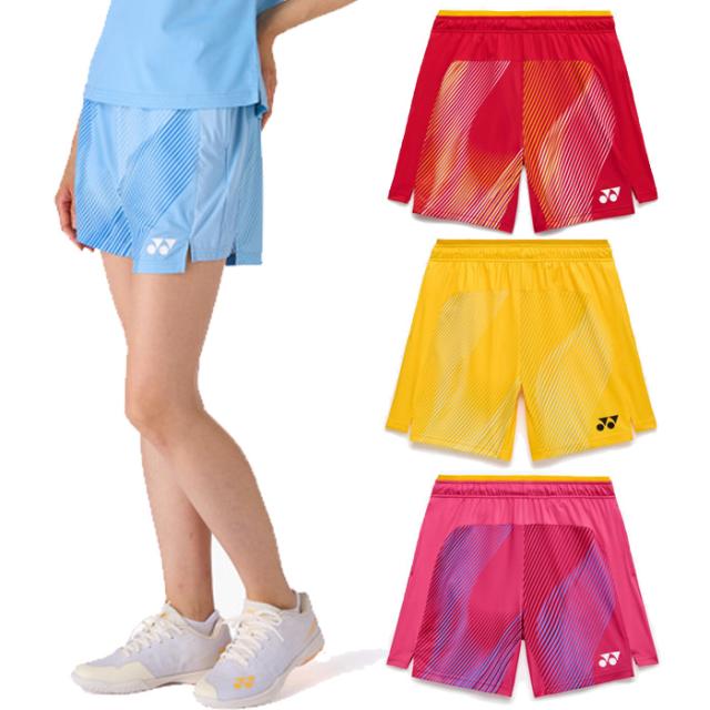 ヨネックス レディース ニットハーフパンツ テニス バドミントンウェア ボトムス UVカット 吸汗速乾 ブルー レッド 青 赤 送料無料 YONEX 25122