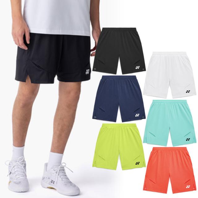 ヨネックス メンズ ニットハーフパンツ テニス バドミントンウェア ボトムス UVカット 吸汗速乾 ホワイト 白 ブラック 黒 ネイビー ブルー 青 イエロー オレンジ 黄色 送料無料 YONEX 15239