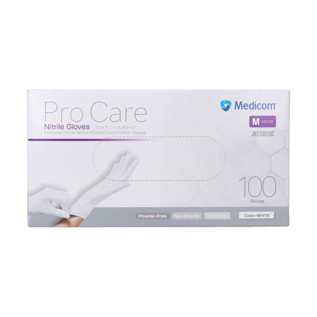 メディコム プロケア ニトリルグローブ ニトリルゴム製 パウダーフリー ホワイト Mサイズ 100枚入り X6箱