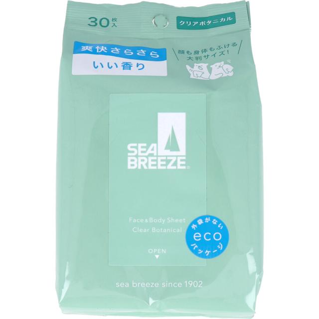 SEABREEZE シーブリーズ フェイス&ボディシート N 大判サイズ クリアボタニカル 30枚入り X8パックの通販は