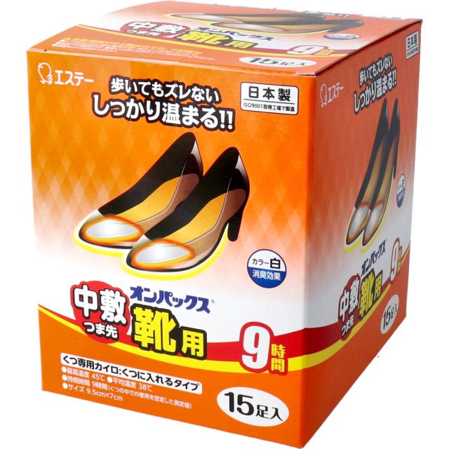 エステー オンパックス 中敷つま先 靴用 くつに入れるタイプ 白 9時間用 15足入り X3箱の通販は 5,095円