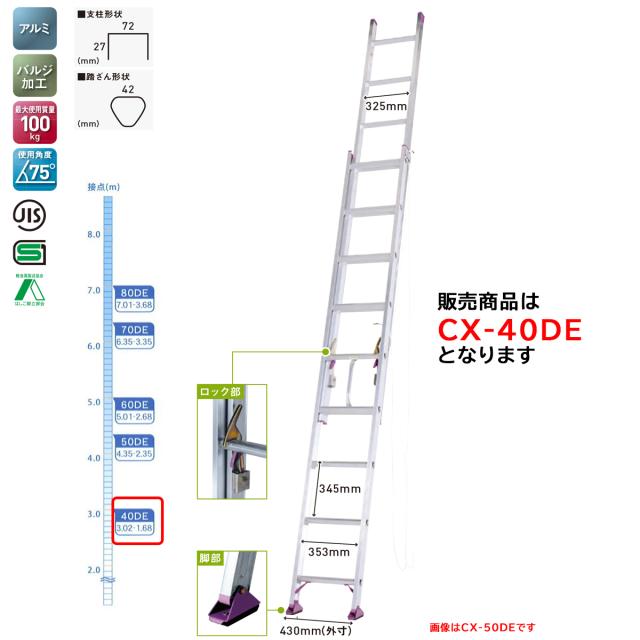 アルインコ ALINCO エコノミータイプ 2連はしご 3.86m CX-40DE_1