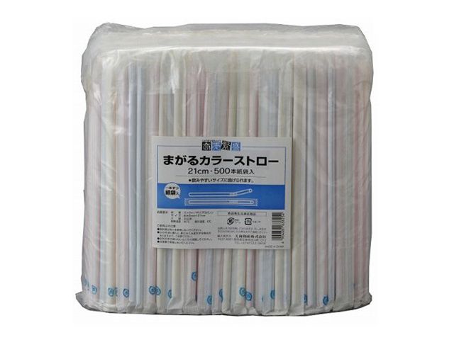 大和物産 業務用ストロー 商売繁盛 まがるカラーストロー 紙完封 500本X24Pの通販は
